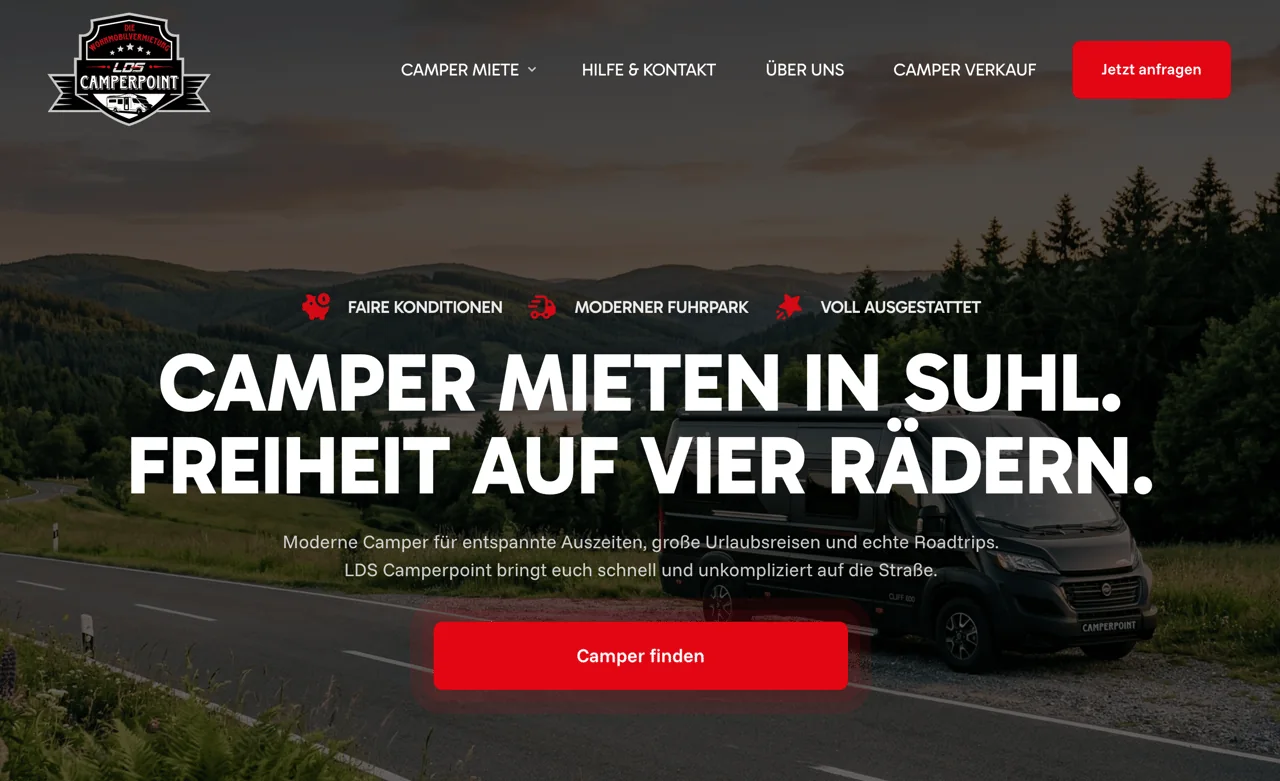 Website für LDS Camperpoint, Wohnmobilvermietung in Suhl